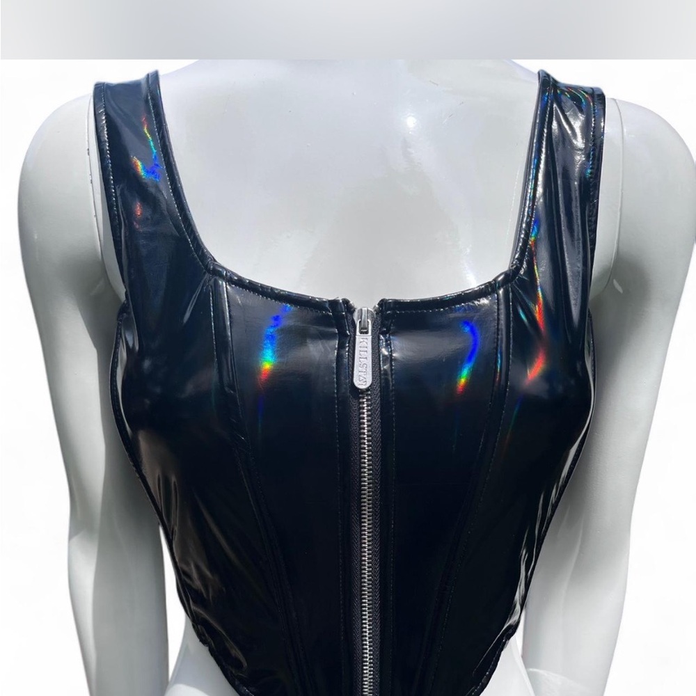 Killstar Black Glossy Top with Zipper